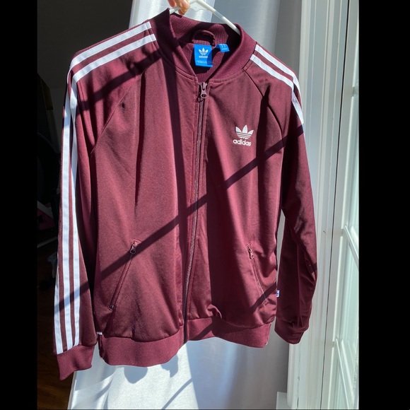 adidas Jackets & Blazers - Adidas Three Stripes maroon zip up